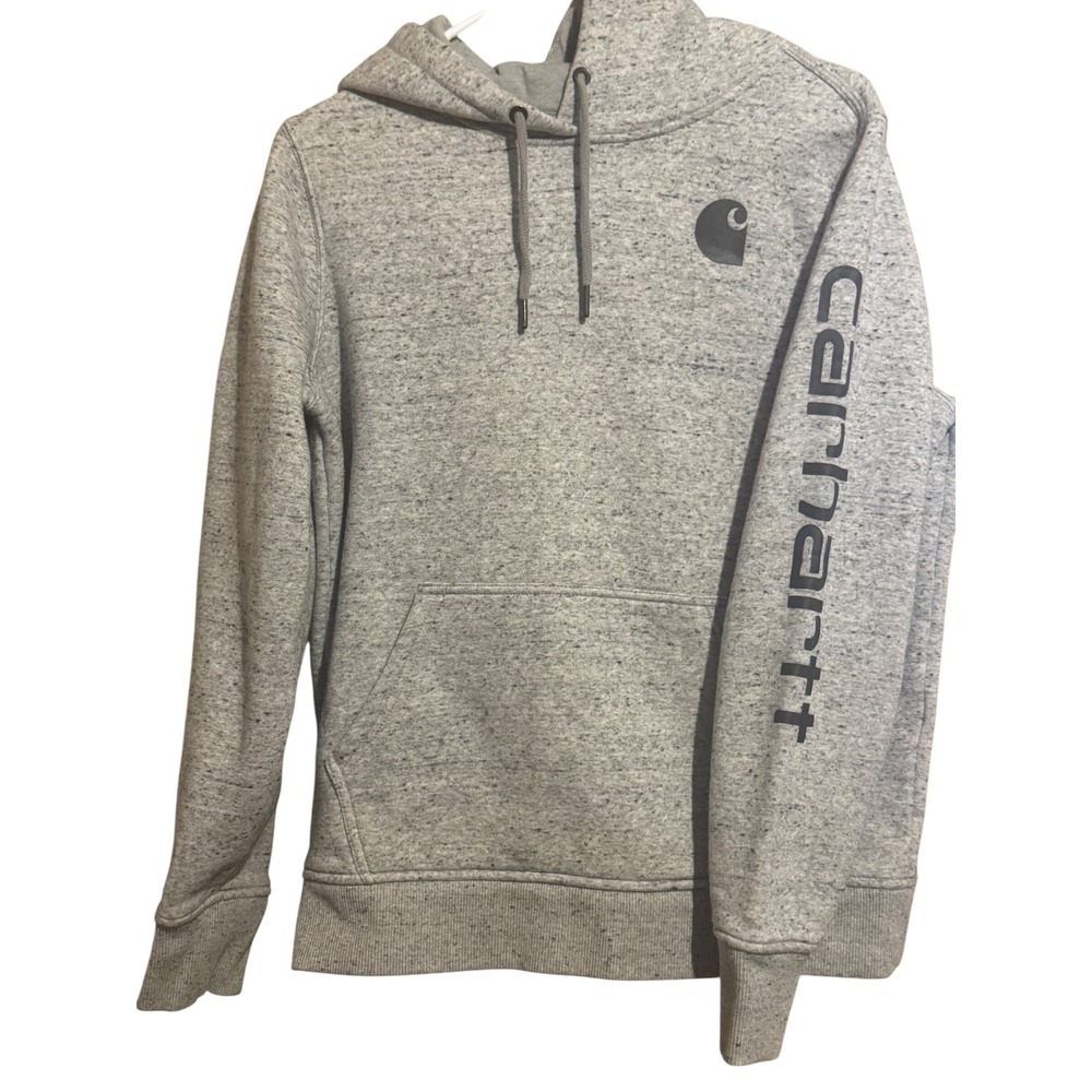Carhartt W  Size Med. 8-10 Gray Relaxed Fit Clarksburg Graphic Sleeve Hoodie‎ - Picture 2 of 9